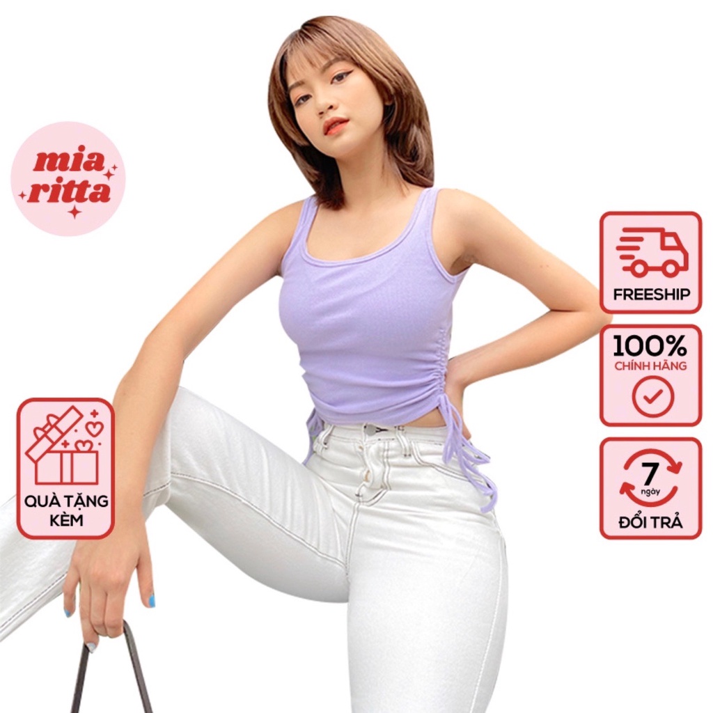 Tanktop dáng ngắn len tăm rút dây 2 bên Mia Ritta A1944
