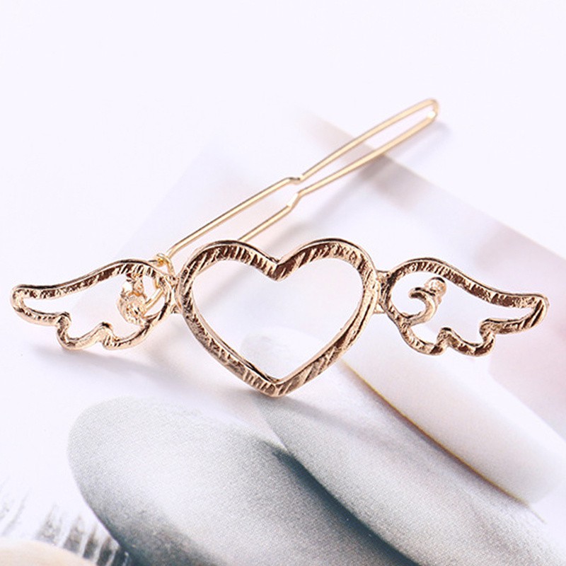 Kẹp Tóc Kim Loại Hình Trái Tim Đáng Yêu Phong Cách Hàn Quốc Cho Nữ