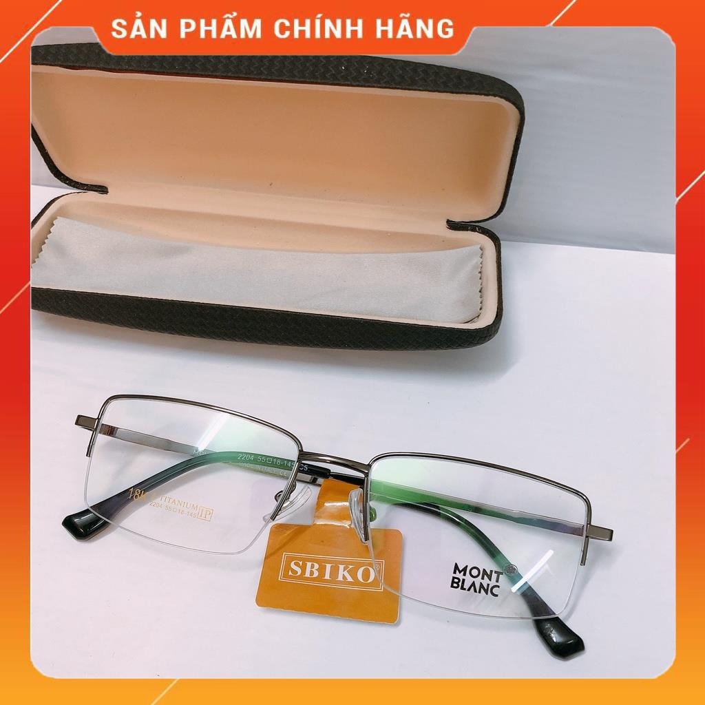Gọng kính cận thay tròng TITANIUM Nhật bản Monblance cao cấp nửa viền Bảo hành 1 đổi 1