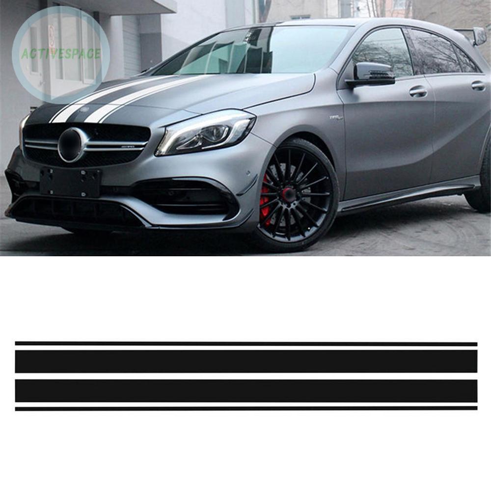 1 Set 150cm Decal Kẻ Sọc Màu Đen Dán Nắp Capo Xe Hơi Mercedes Benz A C Cla Gla Glc Class