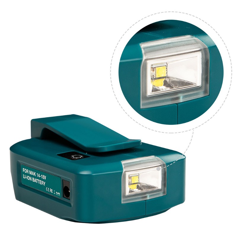 14.4/18V Li-on Battery Dual USB Port with LED Light Spotlight for Makita Outdoor
