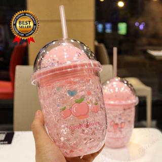 Bình Nước Nhựa Kèm Ống Hút Dung Tích 450ml
