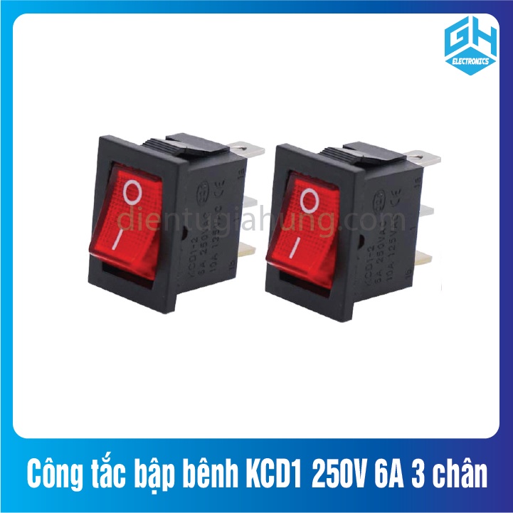 Công tắc bập bênh KCD1 250V 6A 3 chân các loại có đèn và không đèn