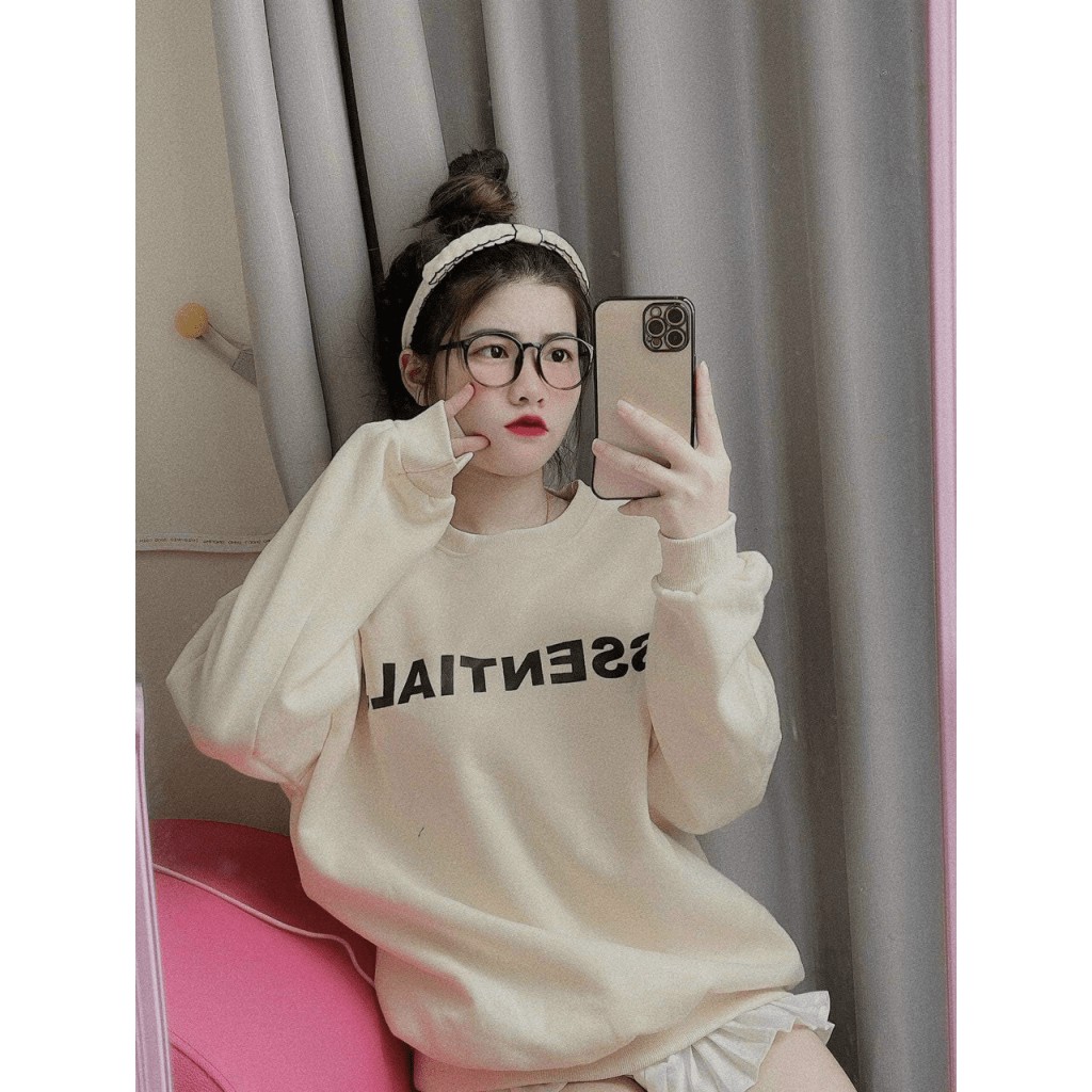 ÁO HOODIE SWEATER NỮ CỔ CHUI THỜI TRANG  PHỐI HẠO TIÊT ĐƠN GIẢN SÀNH ĐIỆU