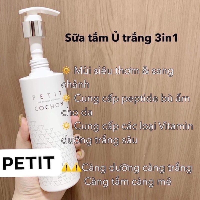 Sữa tắm ủ trắng siêu nhanh siêu trắng pepti cochon hàn quốc