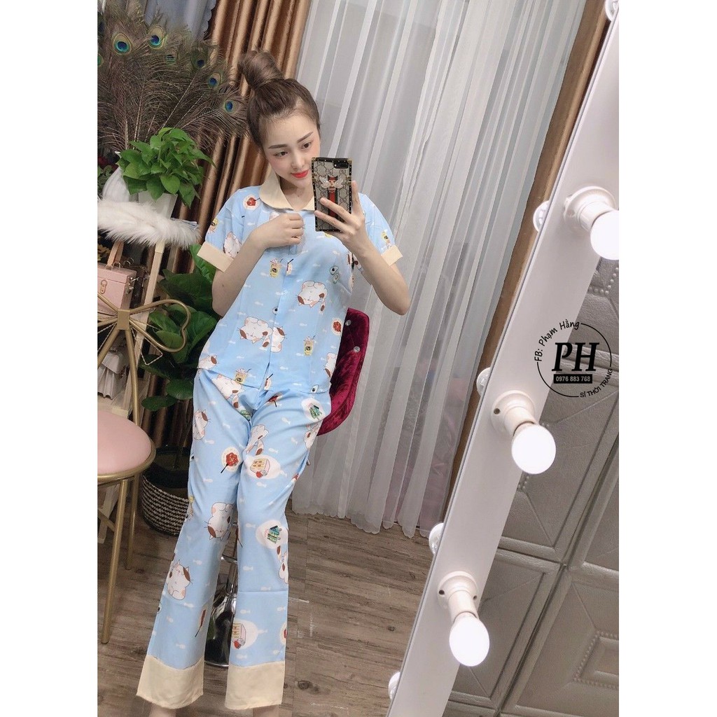 Bộ Pijama hạc ngắn tay chất lụa mềm mịn | BigBuy360 - bigbuy360.vn
