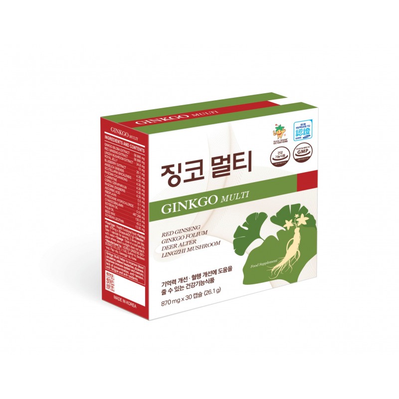 Ginkgo Multi-nhập khẩu nguyên hộp từ Hàn Quốc- giúp tăng tuần hoàn não, giảm đau đầu, cải thiện trí nhớ