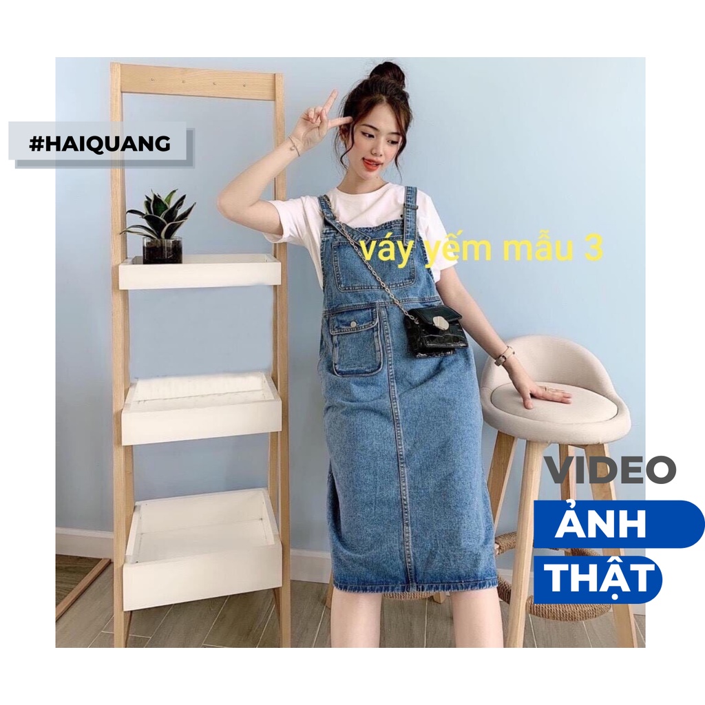 YẾM VÁY DÁNG DÀI HAIQUANG TÚI HÔNG CÁ TÍNH, CHẤT JEAN MỀM KHÔNG XÙ VẢI KHÔNG PHAI MÀU