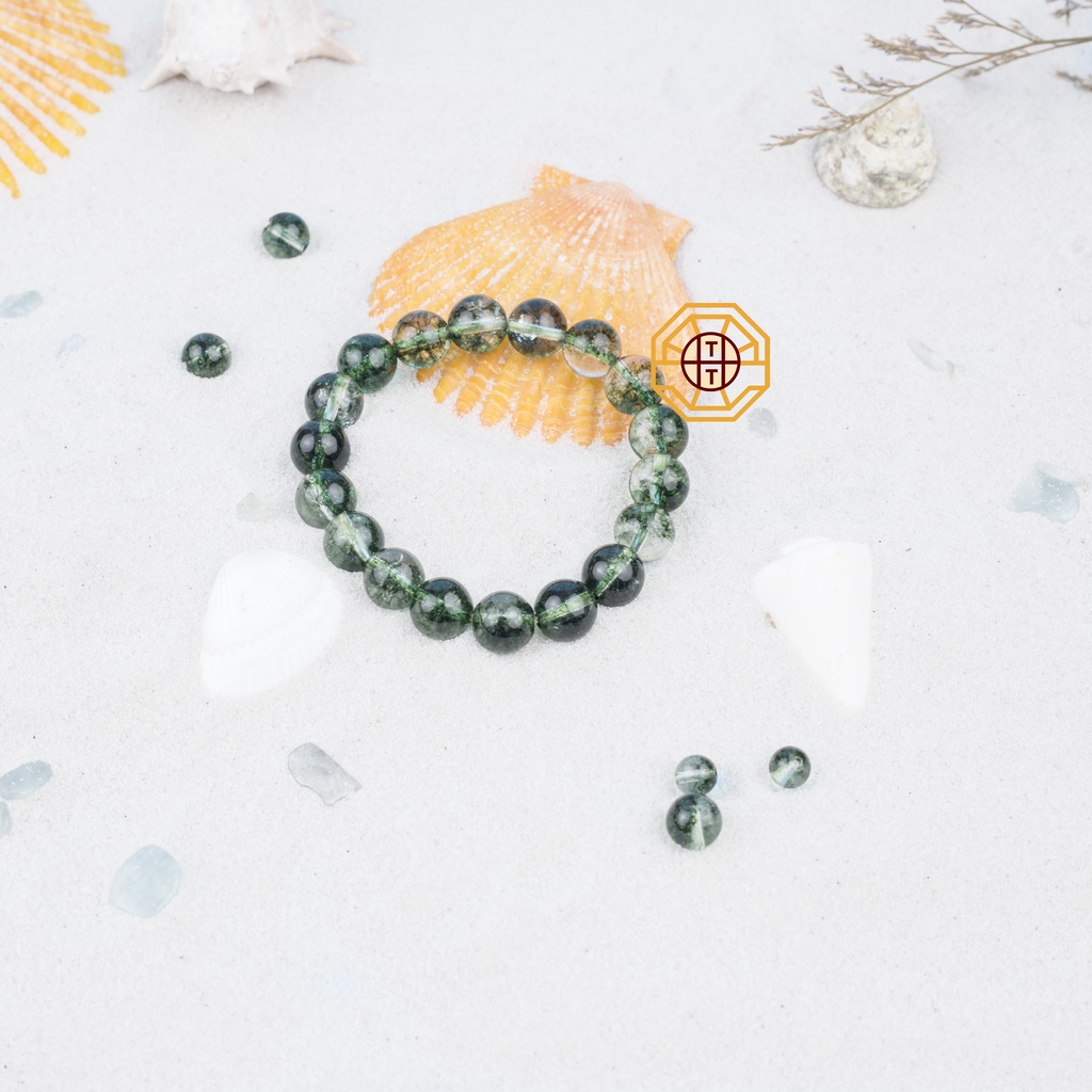 Vòng Tay Phong Thuỷ Đá Ưu Linhh Rêu Tự nhiên [TẶNG HỘP GỖ] nữ mệnh Mộc Hoả - Phong Thủy Tây Tạng