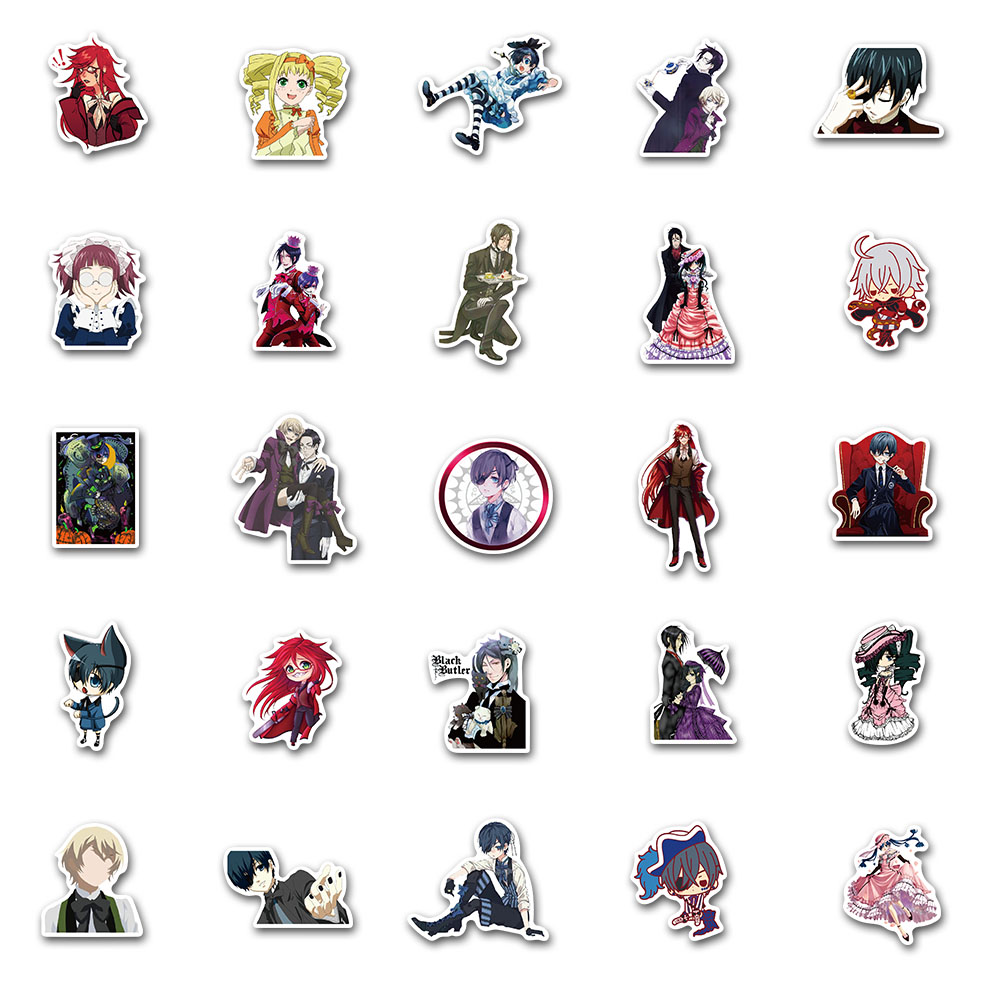 Set 50 hình dán chống thấm nước họa tiết Black Butler