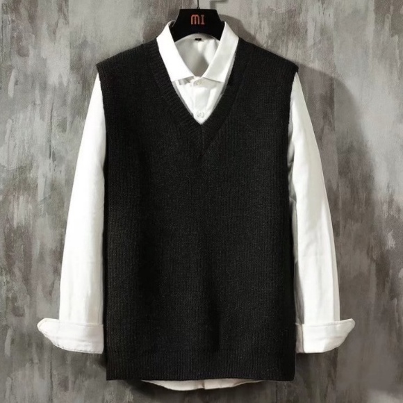 Áo sweater sát nách cổ chữ V dáng rộng kiểu fashion bigsize áo len nam kiểu hàn quốc trẻ trung cho unisex