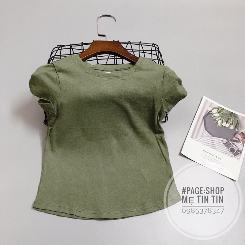 [OLDNAVY] áo cộc tay -chất cotton màu xanh rêu trơn size:18m,3y