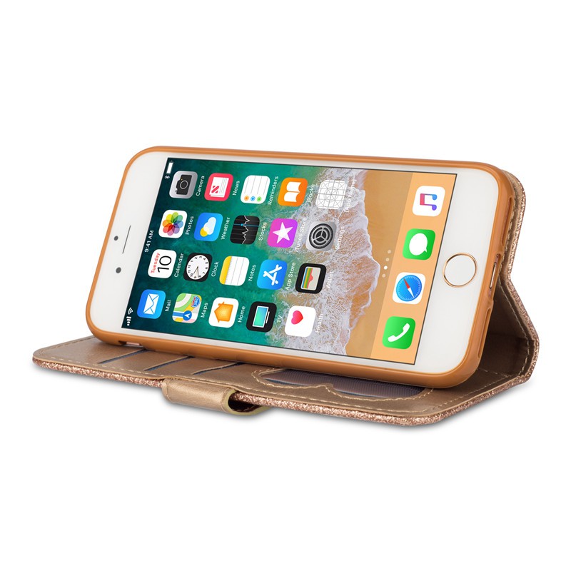 Bao da hình ví tiền lấp lánh có dây kéo cho điện thoại iPhone 6 6S 7 8 6S Plus 7 Plus 8 Plus | BigBuy360 - bigbuy360.vn