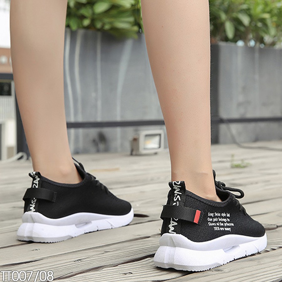(Lẻ Size 35 SALE 59k) - Giày Thể Thao Nữ Buộc Dây Hàn Quốc Giá Rẻ Màu Trắng 2019 - Chất Vải Sợi Dệt TT007/08 | BigBuy360 - bigbuy360.vn