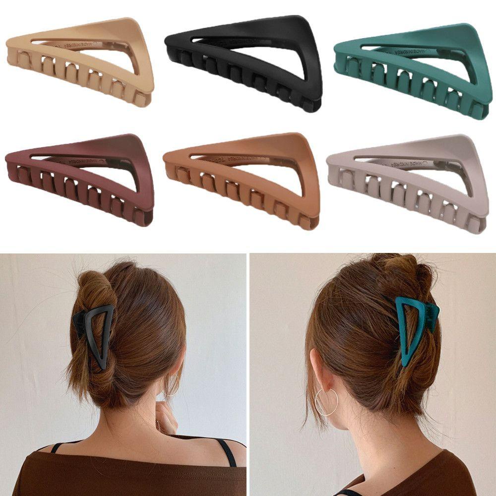 Kẹp Càng Cua Hình Tam Giác Bằng Acrylic Nhám Đơn Giản Thời Trang Cho Nữ Mờ /