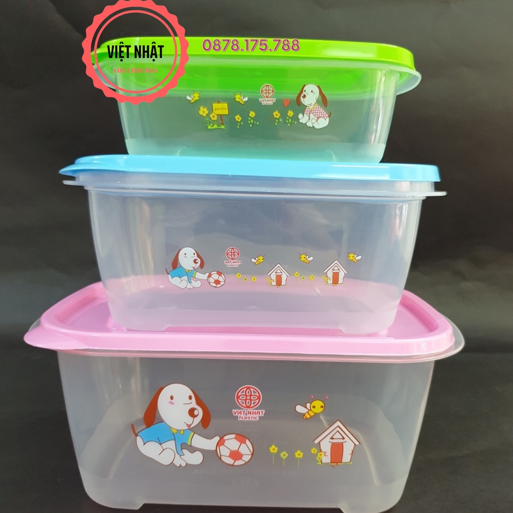 [FREESHIP 3 hộp] Hộp Đựng Thực Phẩm Việt Nhật Có Nắp Gài Tiện Dụng, Việt Nhật Ms 6556