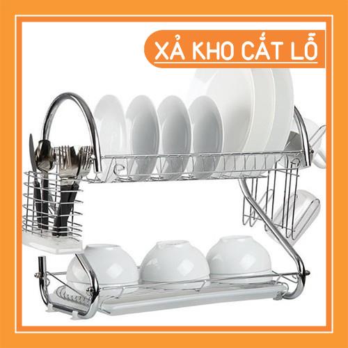 Kệ úp bát 2 tầng inox chữ S