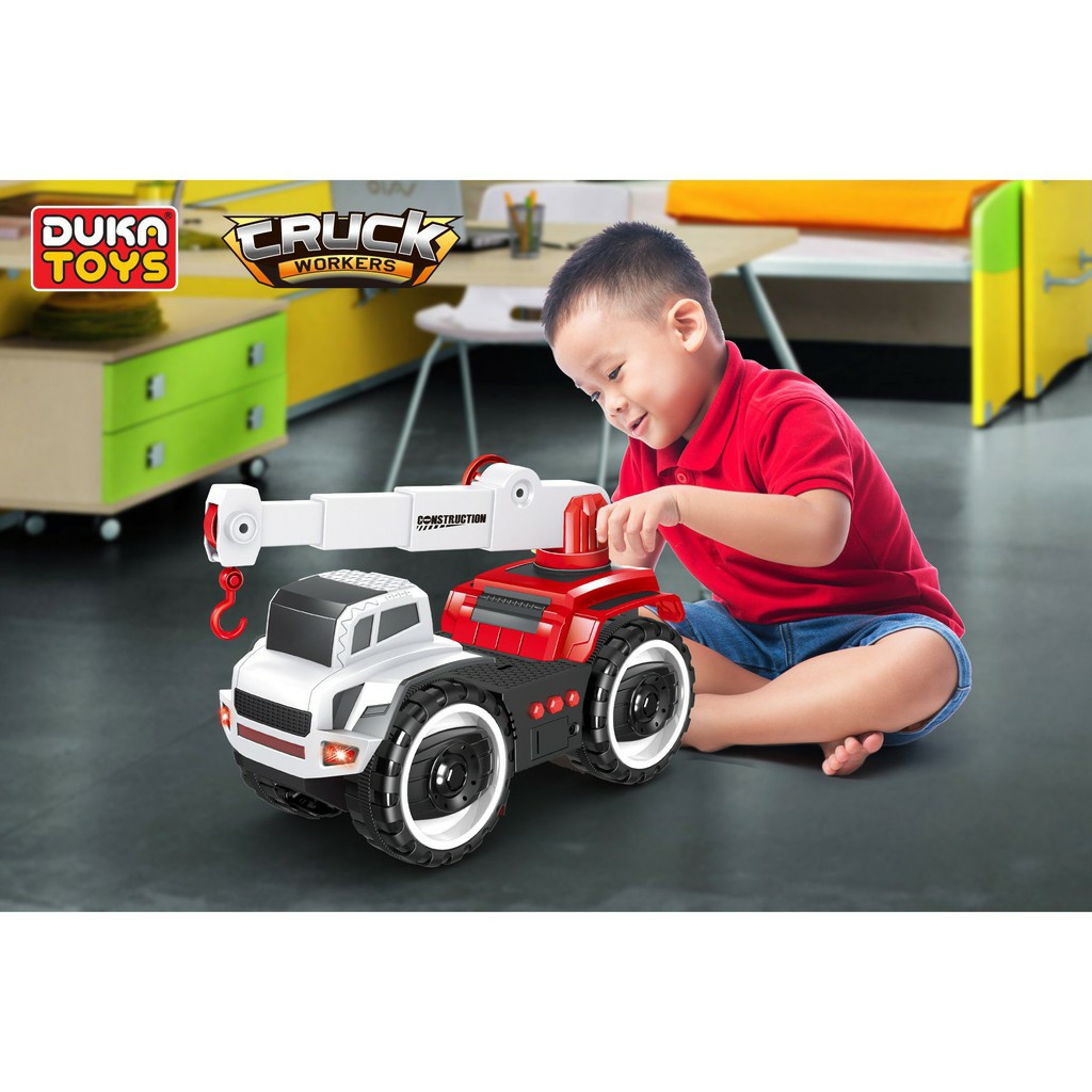 Đồ Chơi : Xe Cần Cẩu + Xe Xúc Lật + Xe Xúc Đào + Xe Ben - Kỹ Thuật Công Trình Có Nhạc, Đèn Duka