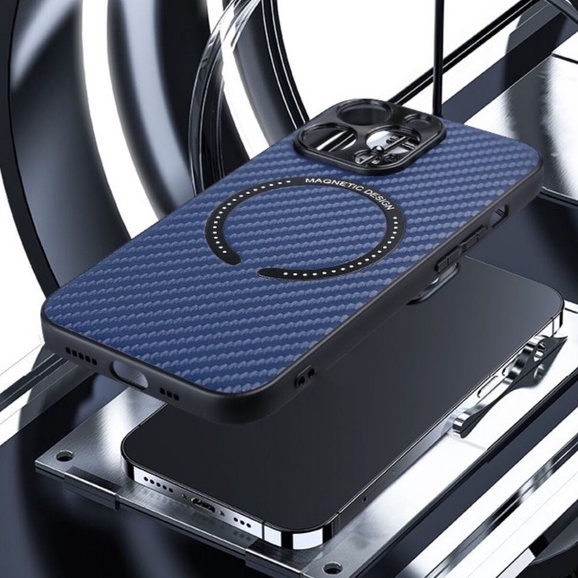 Mới!! Ốp Điện Thoại Da Nhám Phối Sợi Carbon Từ Tính Cho iPhone 11 Pro Max 12 Pro Max 13 Pro Max