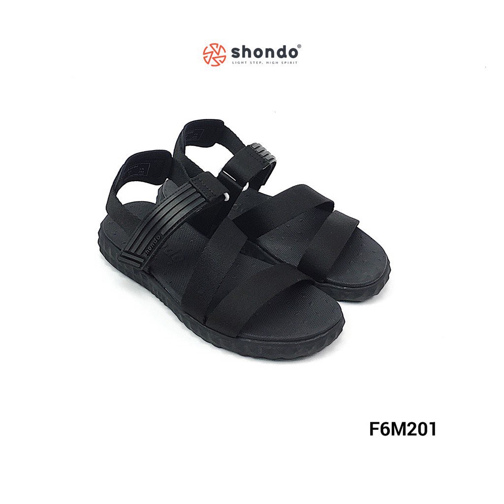 Giày Sandal Shat F6 SHONDO Full chéo đen Unisex - F6M201