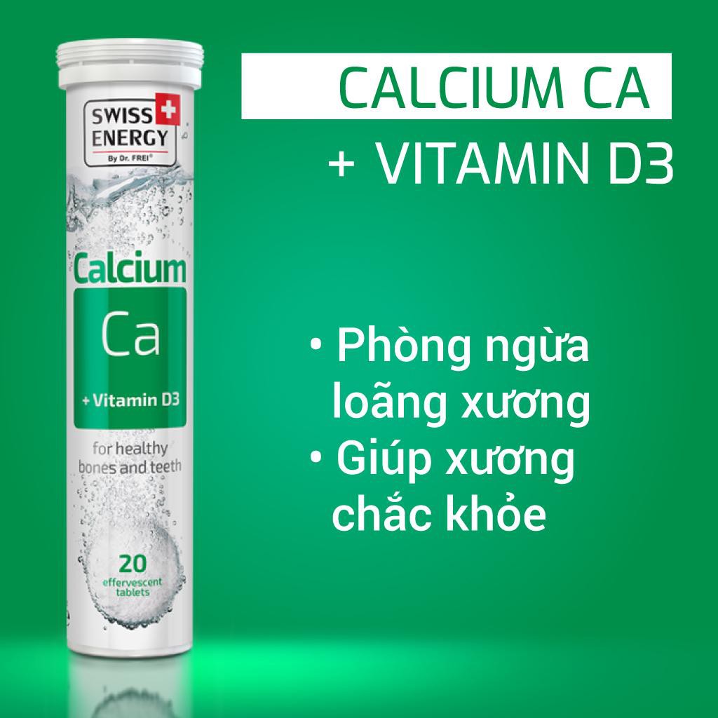 Viên Sủi Bổ Sung Vitamin C, Canxi và Khoáng Chất Tăng Đề Kháng, Chắc Khỏe Xương Swiss Energy (Tuýp 20 viên) Thụy Sĩ