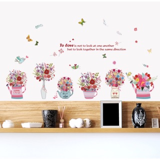 Decal dán tường chậu hoa mới