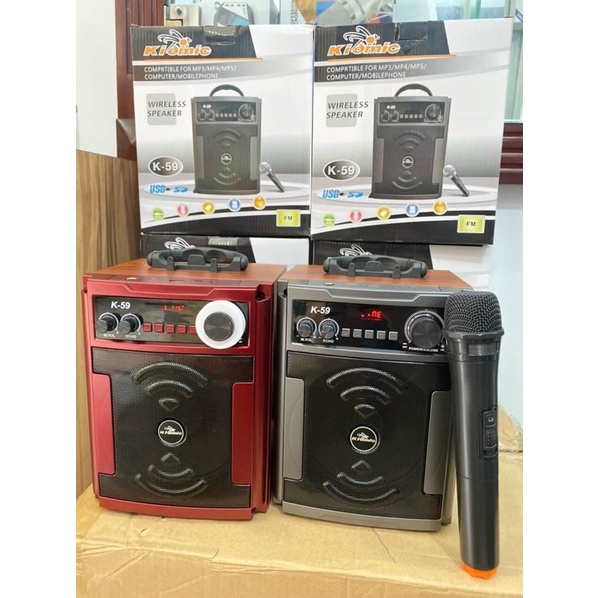 Loa Bluetooth Karaoke Mini-Kiomic K59,Loa Di Động Tặng Kèm 1 Mic Không Dây
