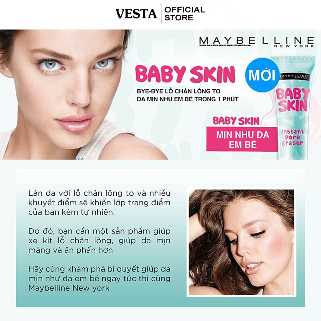 Kem Lót Trang Điểm Maybelline Mịn Da Che Khuyết Điểm Baby Skin 22ml Baby Skin Pore Eraser