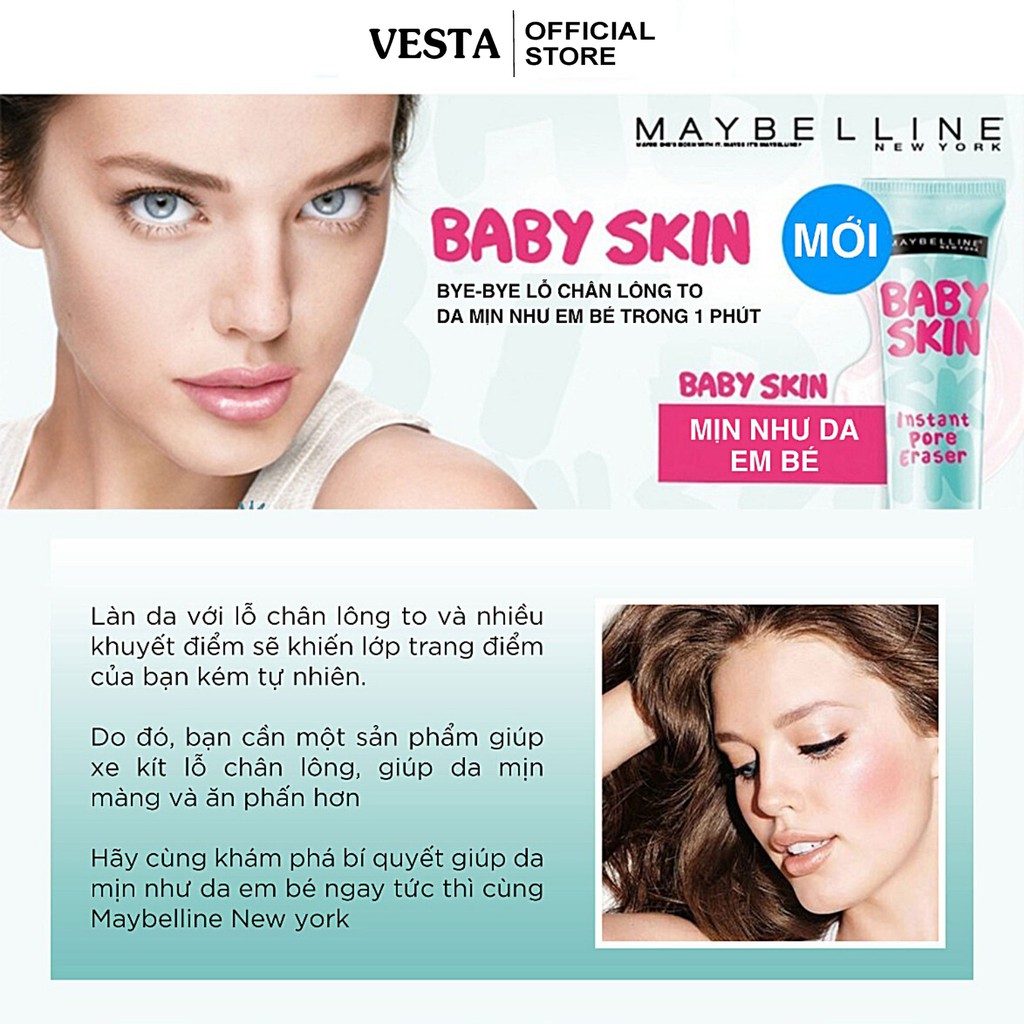 Kem Lót Trang Điểm Maybelline Mịn Da Che Khuyết Điểm Baby Skin 22ml Baby Skin Pore Eraser | BigBuy360 - bigbuy360.vn