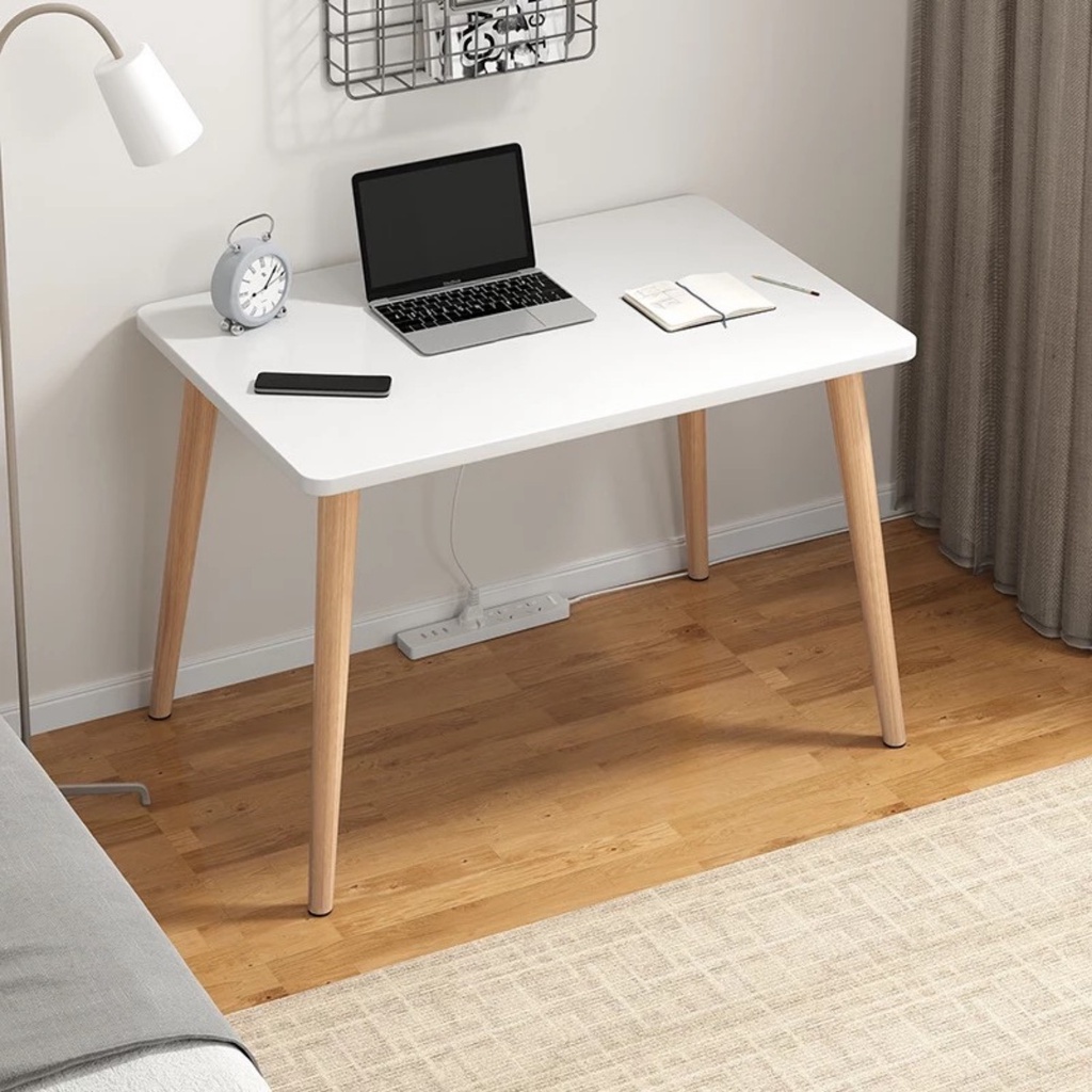 Bàn làm việc học tập chân gỗ mặt bàn bo cong chống gù lắp ráp dễ dàng chỉ với 1 ngườiFREESHIP HCM