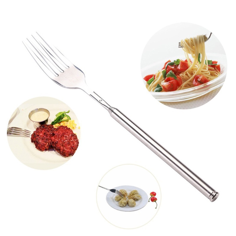Nĩa ăn trái cây cán dài có thể thu gọn tiện dụng