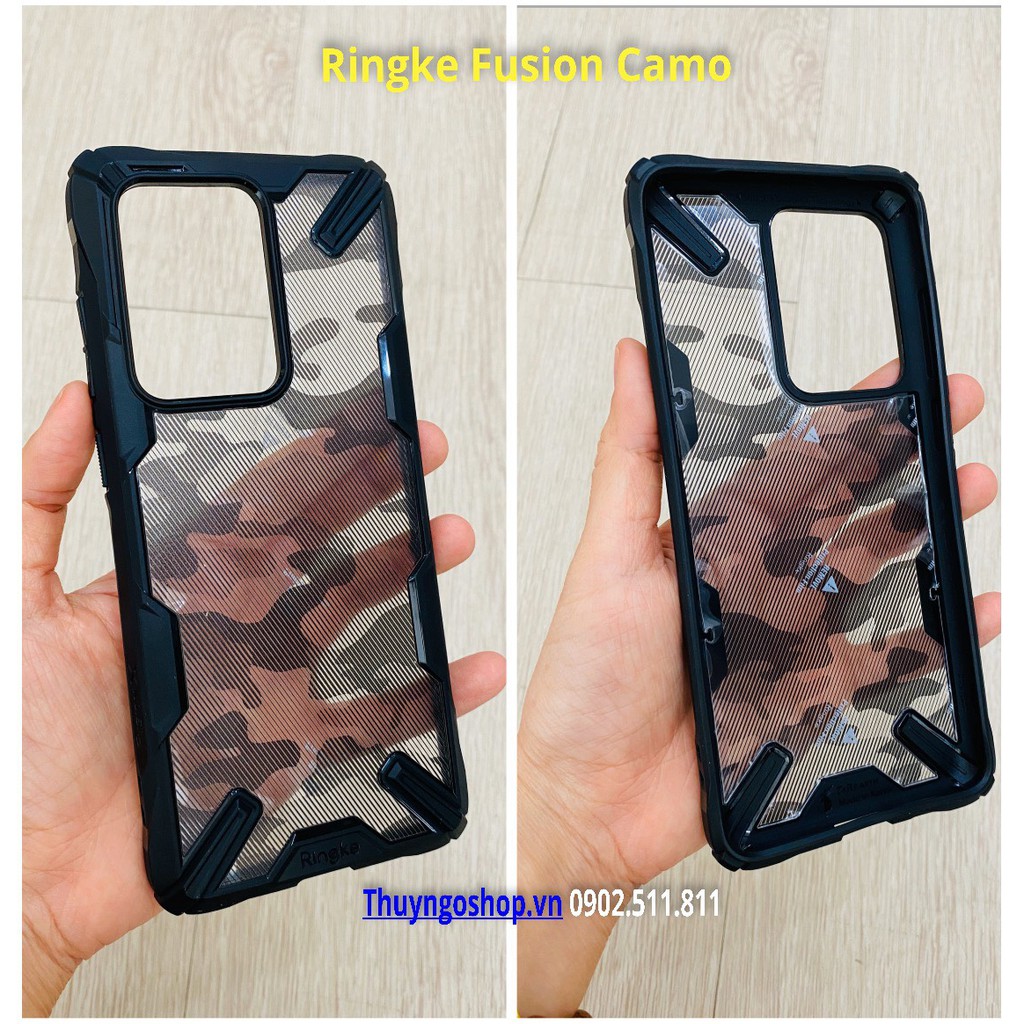 Samsung S20 Ultra / S20 Plus - Ốp lưng Ringke Fusion X - Camo - Smoke Black - Clear