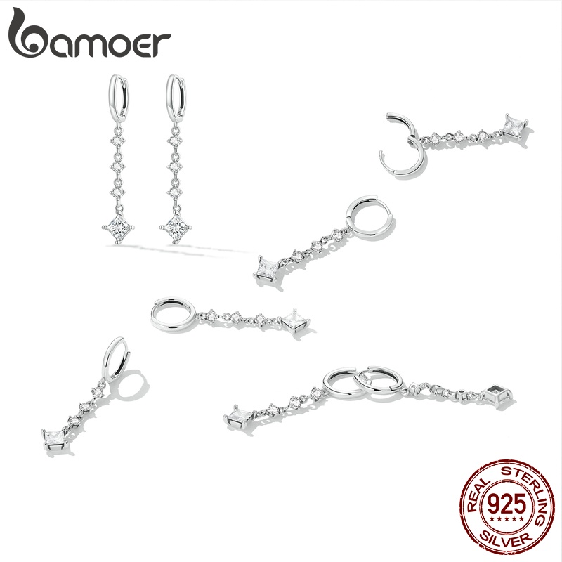 Bông tai Bamoer Bạc 925 đính đá zircon xinh xắn