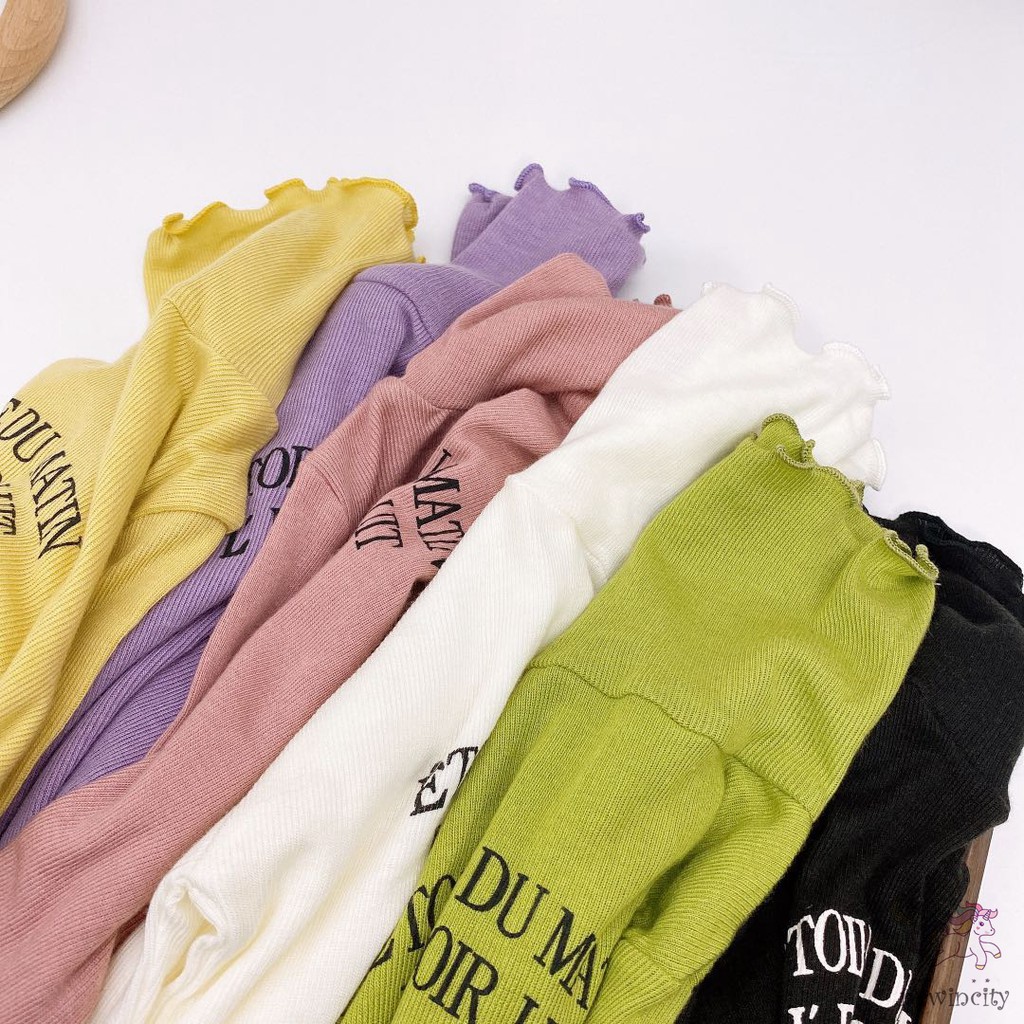 Áo sweater dệt kim cổ lọ xinh xắn thời trang cho bé gái phong cách Hàn Quốc