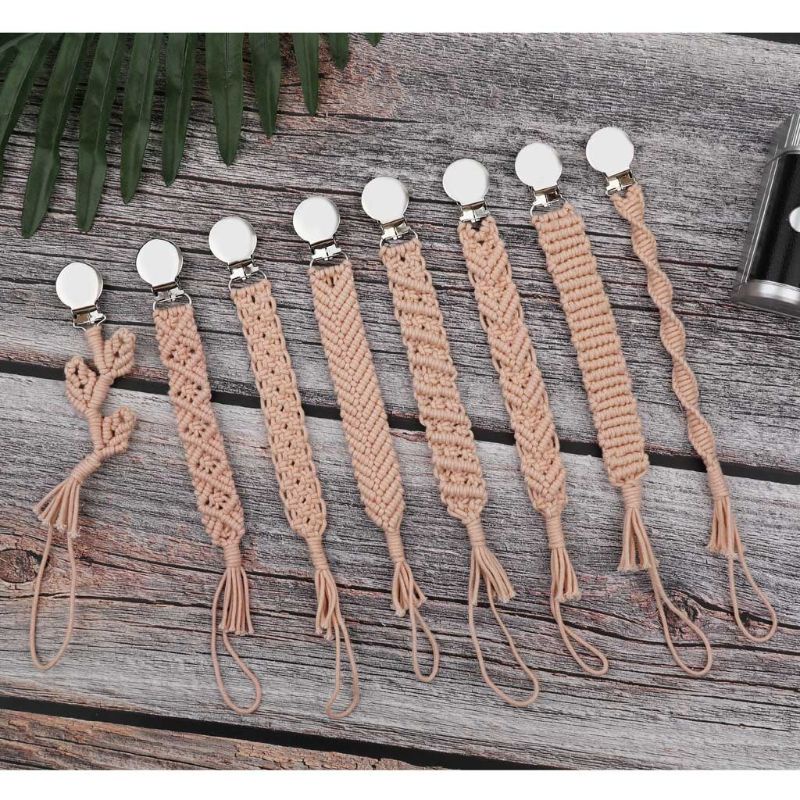 Dây đeo ti giả bằng cotton bện có kẹp tiện dụng dành cho bé sơ sinh