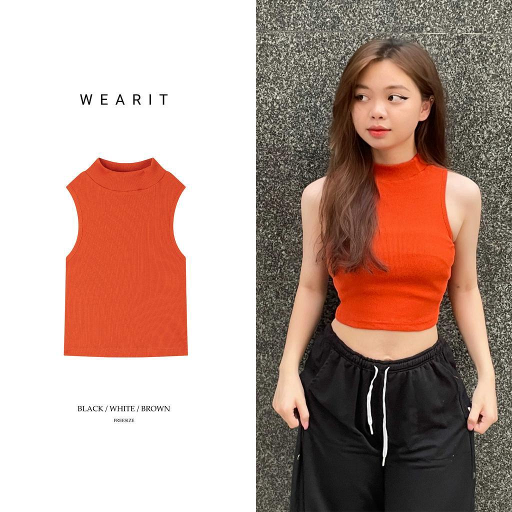Áo croptop 3 lỗ WEARIT freesize dáng ôm, thiết kế cổ cao cá tính năng động
