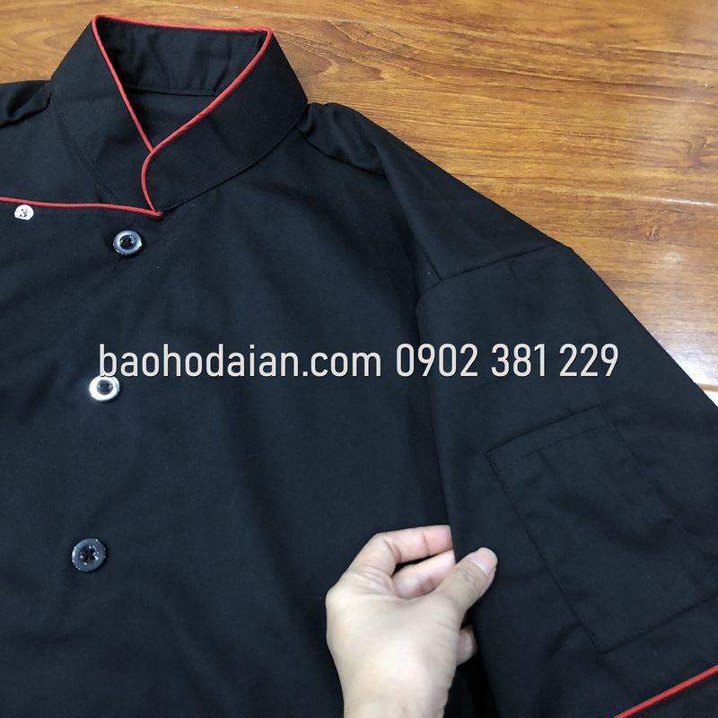 Áo đồng phục đầu bếp tay ngắn có viền thiết kế trẻ trung