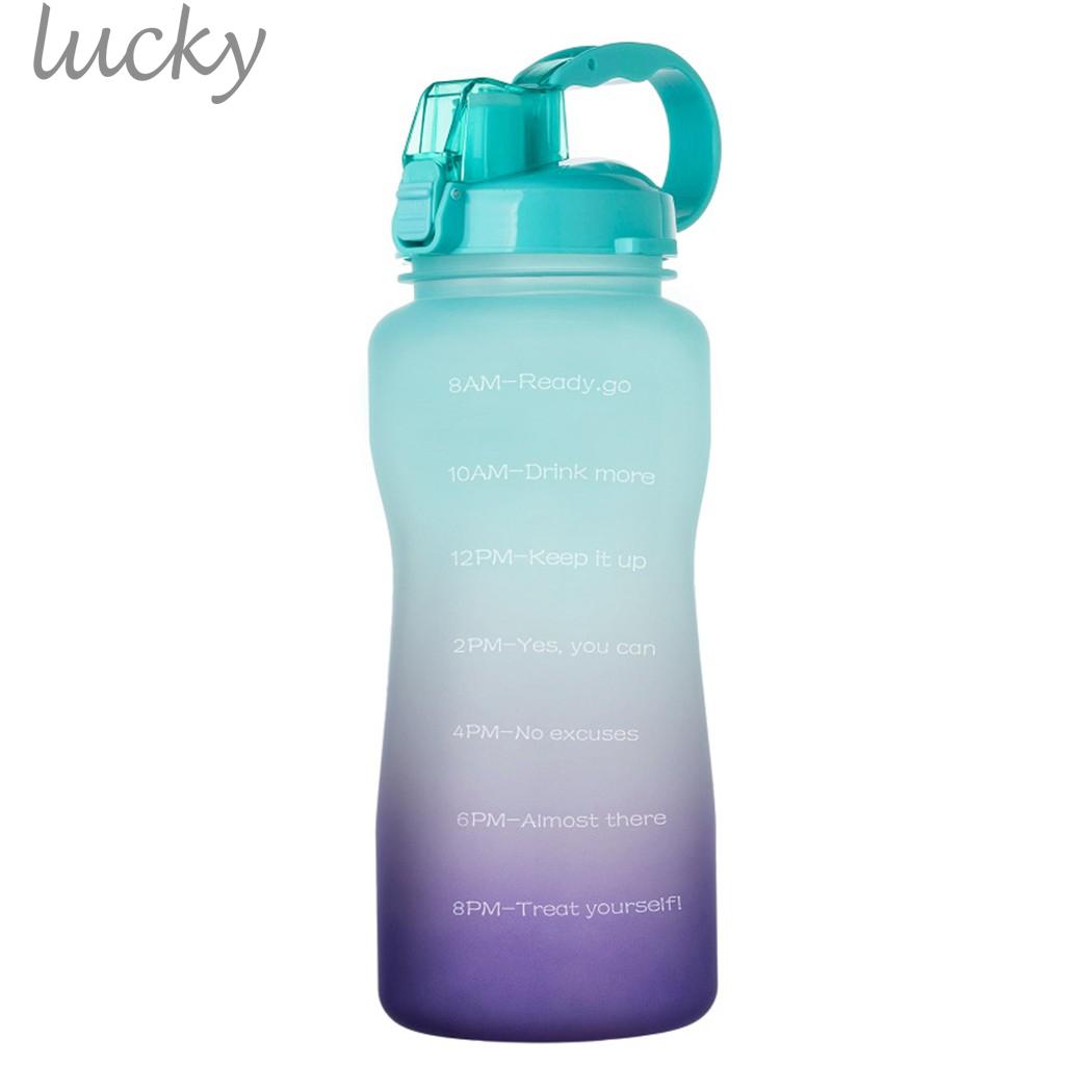 【LUCKY】Water Bottle Flip-top Motivational Time Stamp Outdoor Straw-leak-proof