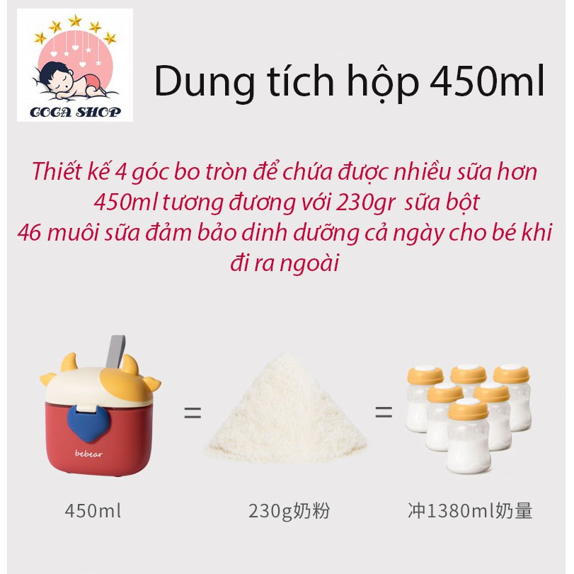 Hộp Đựng Sữa Bột , Trữ Sữa Bột Và Các Loại Đồ Khô Bánh Ăn Dặm BeBear Cho Bé