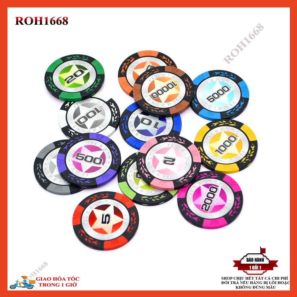 Chip poker có số, phỉnh poker dòng lúa mạch + ngôi sao chất nhựa cao cấp PK 7