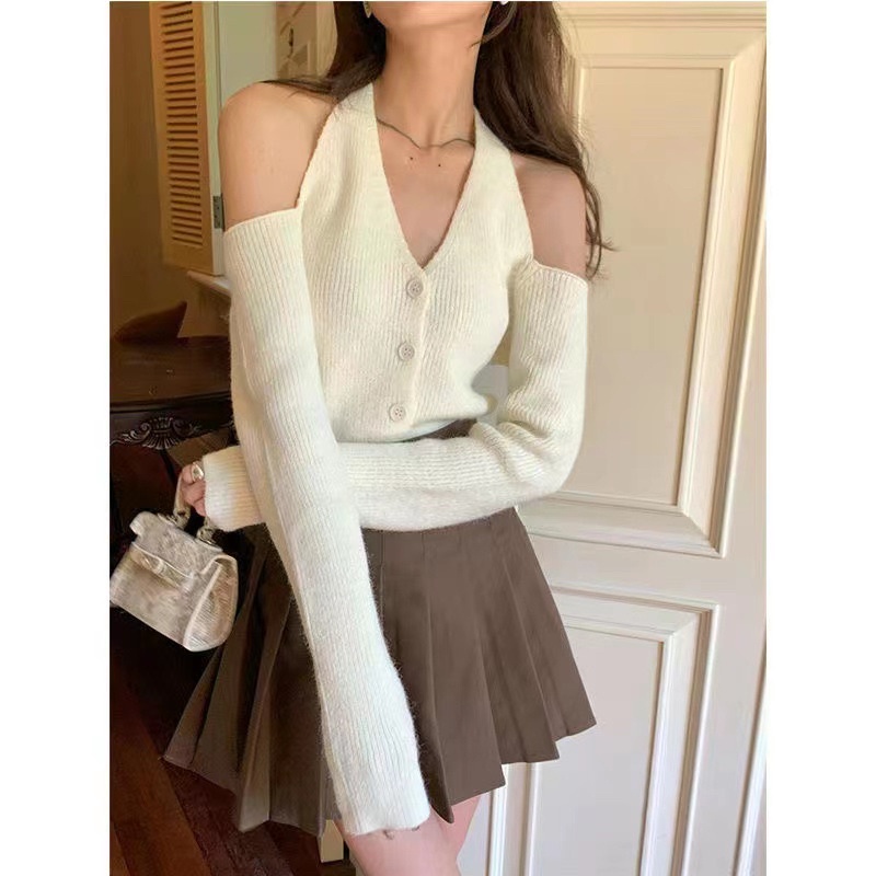 Áo len kiểu hở vai buộc nơ - AL03