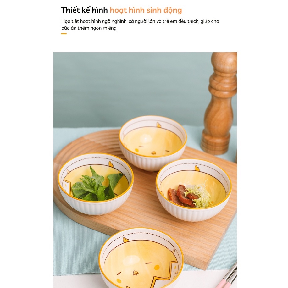 Bát Ăn Cơm Đẹp Dễ Thương Cute Chất Liệu Gốm Sứ Cao Cấp, Chén Ăn Cơm Gia Đình