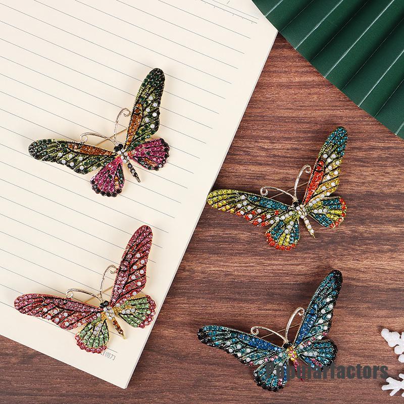 Ghim cài áo hình bướm pha lê nhiều màu sắc làm quà tặng cho nữ