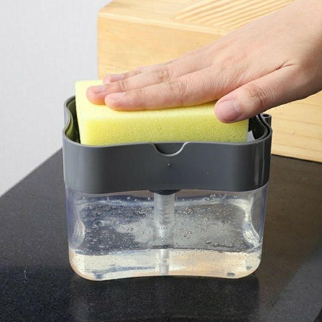 Hộp xà phòng nhấn tự động kèm miếng rửa tiện lợi