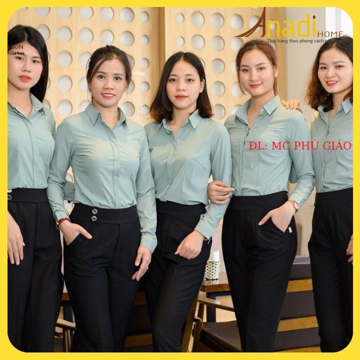 Áo Sơ Mi Nữ Tay Dài Đẹp Cao Cấp Anadi Fashion Công Sở Dài Tay Caro Nhí Chất Lụa Mềm Mịn Mát Không Nhăn Không Xù A233