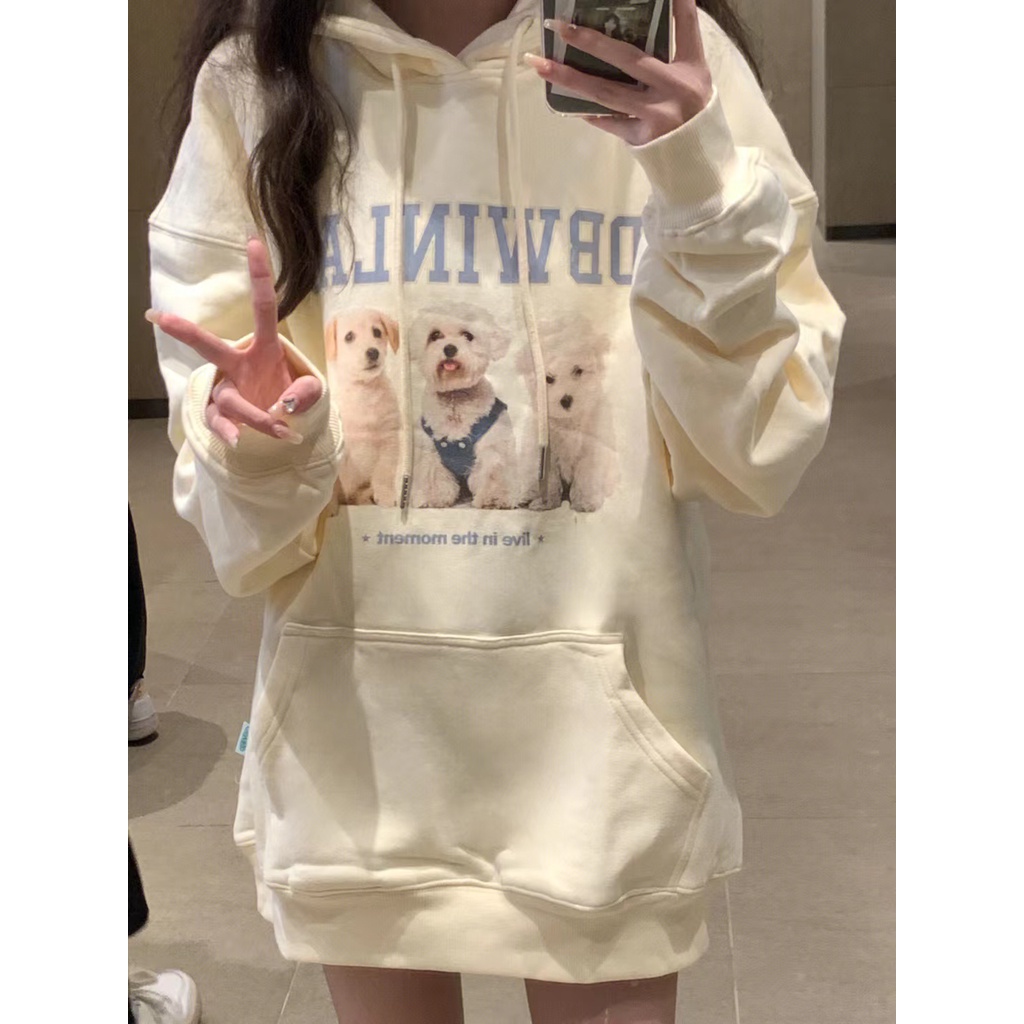 NRVP Áo Hoodie Tay Dài Oversize In Họa Tiết Phong Cách Hàn Quốc Kiểu Mới Cho Nam / Nữ