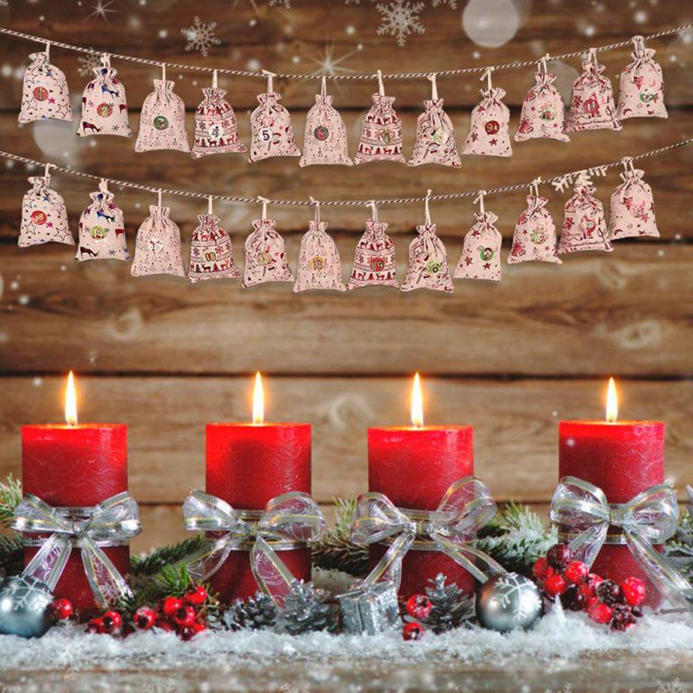 Set 24 Túi Đựng Bánh Quy Có Kẹp Đếm Ngược Ngày Giáng Sinh DIY