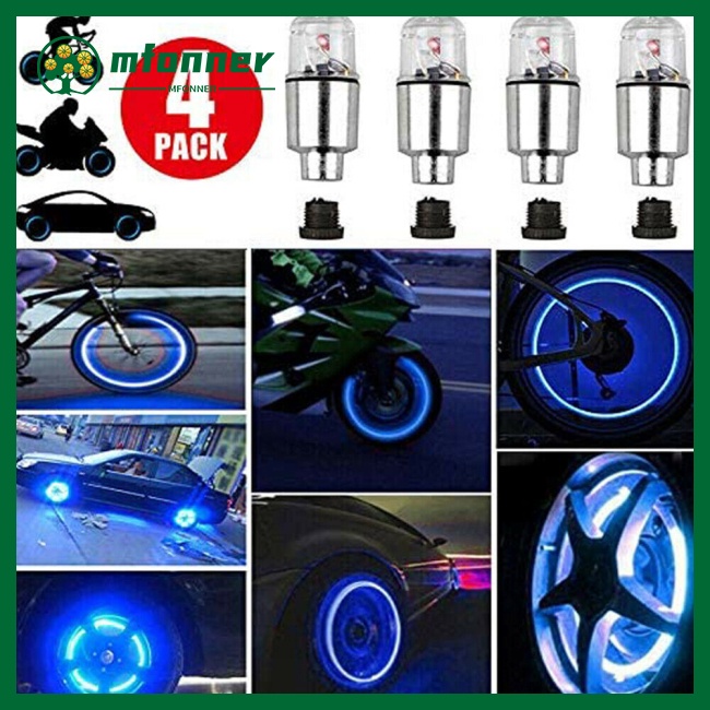 Bộ 4 Vỏ Bọc Van Bánh Xe Có Đèn Led Cảm Biến Thông Minh Cho Xe Hơi