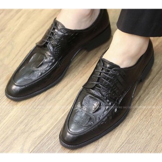 Giày Tây Nam Buộc Dây ✅ Da Bò Tấm Loại 1 🎁 Đế Cao Su Đúc Cao Cấp 🎁 Bảo Hành Nổ Da 24 Tháng