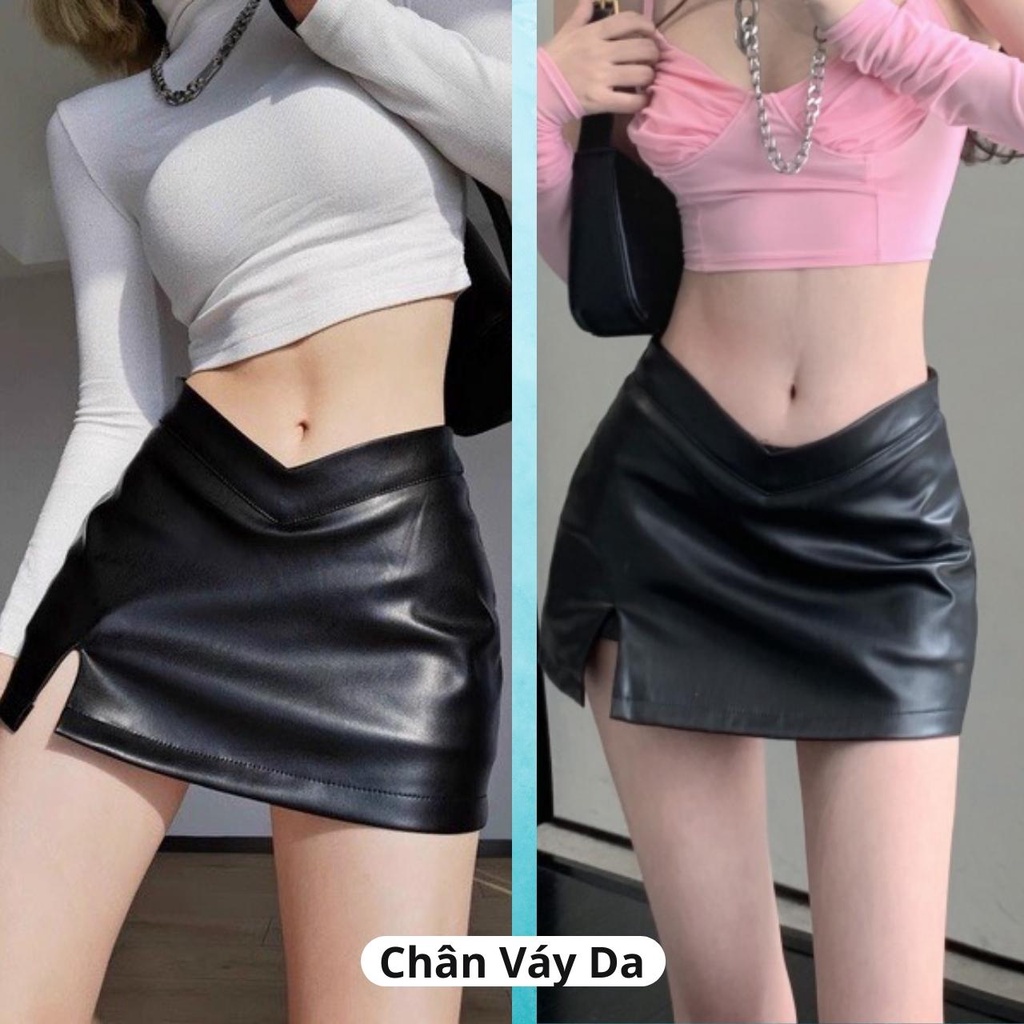 Chân Váy Da Sexy có lót bảo hộ, chân váy da Y2K dáng ngắn phong cách cá tính